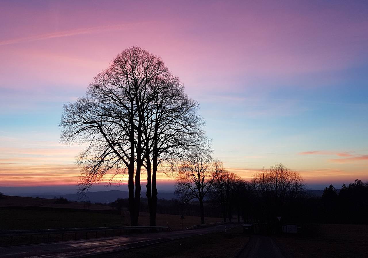 Sonnenuntergang im winterlichen Vogelsberg